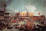 Canaletto Canvas Paintings - The Bucintoro Returning to the Molo on Ascension Day